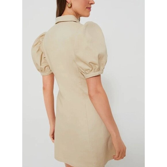 Hyacinth House Tuckernuck Size XL Beige Sand Front Zip Denim Mini Dress NWT - Picture 2 of 9